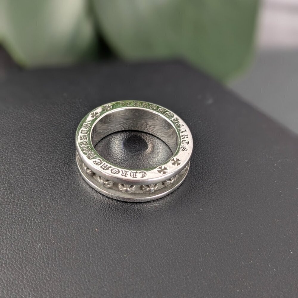 Unisex antique silver color crosses ring, hallmarks on edge, US 10 - Picture 5 of 9